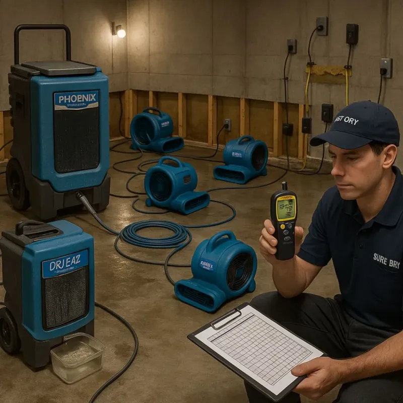 Structural Drying and Dehumidification process in Rockland, MA